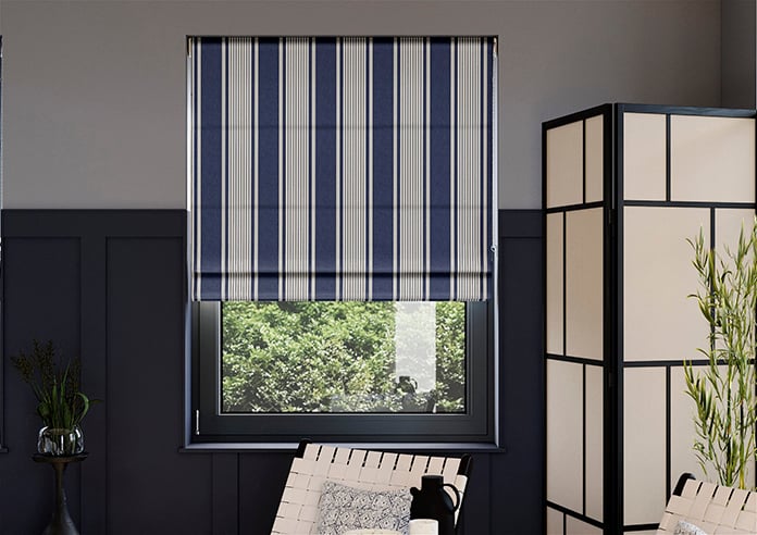 Laura Ashley Tiverton Stripe, Midnight - Roman Blind - Image 3